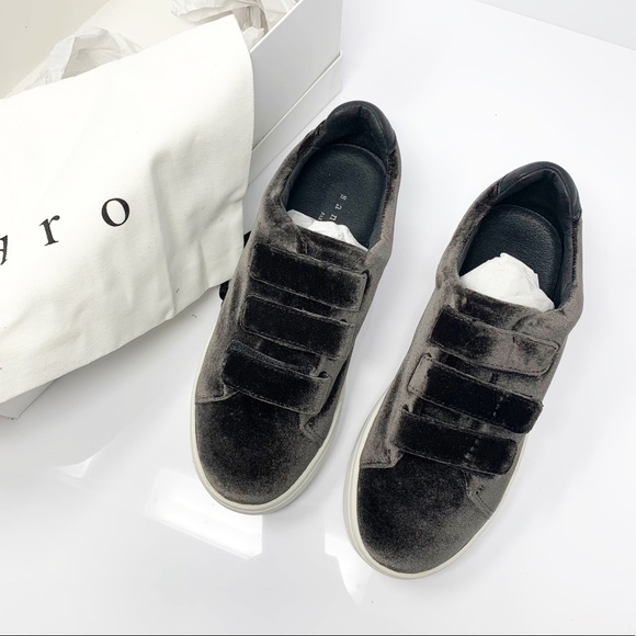 Sandro Anita Anthracite Grey Velvet Sneaker - Picture 1 of 12